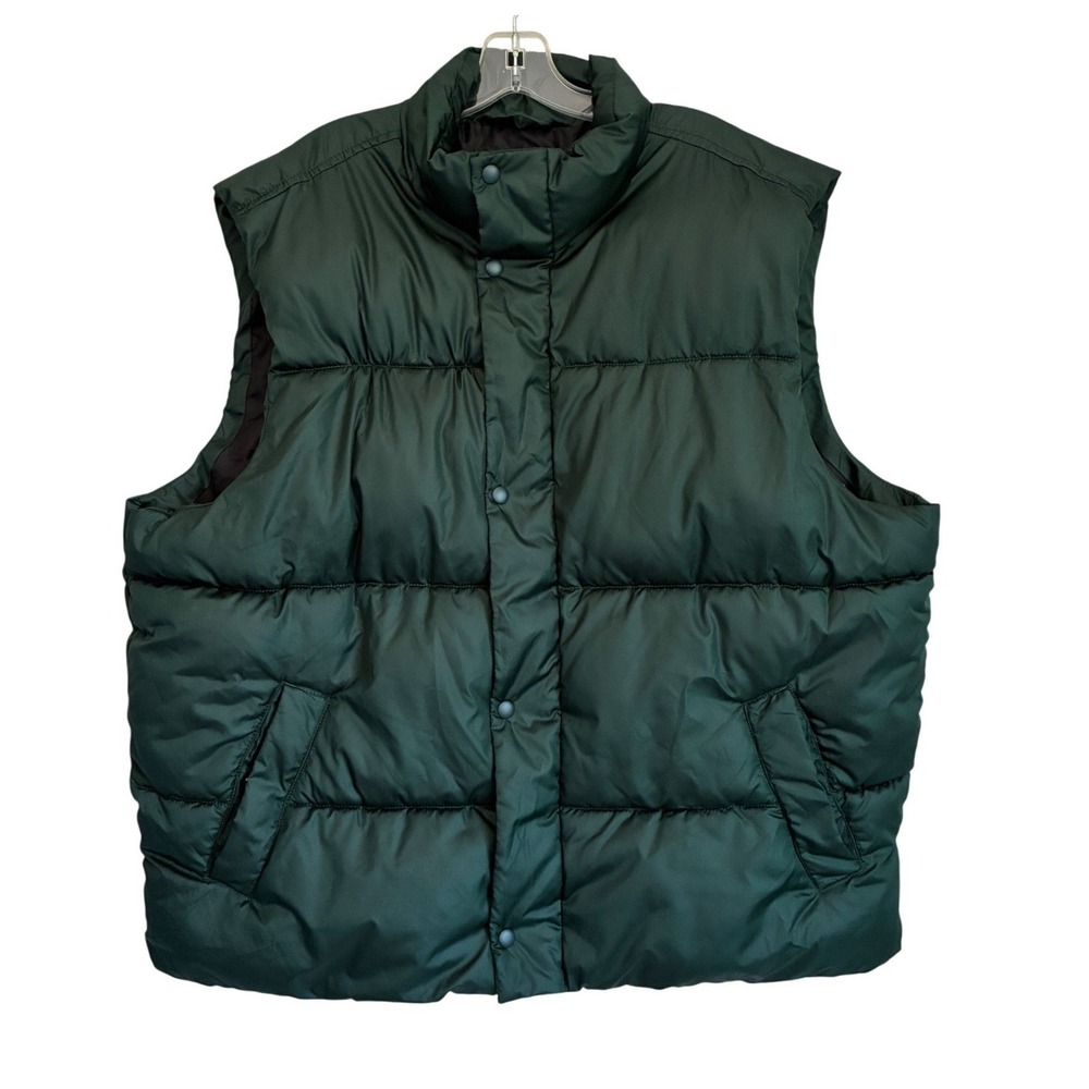 Old Navy Mens Puffer Vest Forest Canopy Green XXL Quilted Zip Snap 478087-02